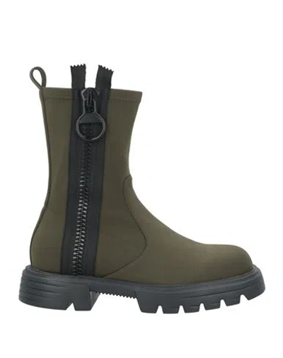 Jeannot Woman Ankle Boots Military Green Size 8 Textile Fibers