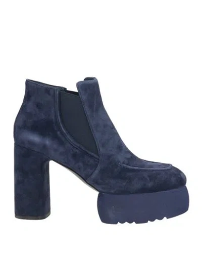 Jeannot Woman Ankle Boots Navy Size 7 Leather In Blue