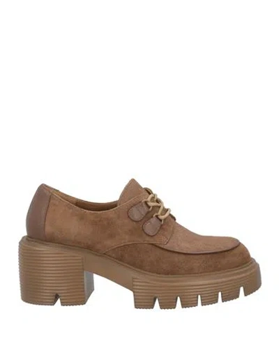 Jeannot Woman Lace-up Shoes Brown Size 8 Leather