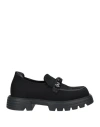 Jeannot Woman Loafers Black Size 8 Leather, Textile Fibers