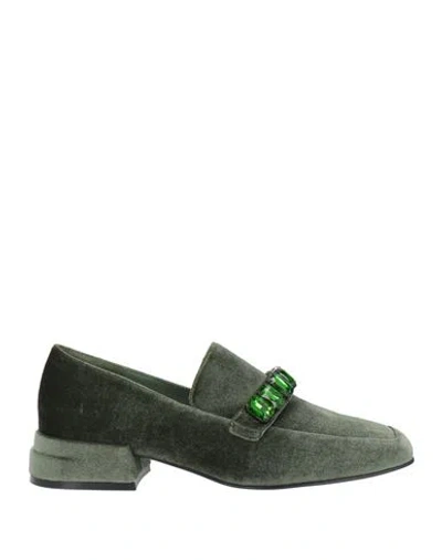 Jeannot Woman Loafers Dark Green Size 8 Textile Fibers