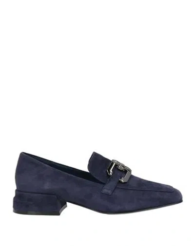 Jeannot Woman Loafers Navy Size 7 Leather In Blue