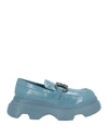 JEANNOT JEANNOT WOMAN LOAFERS PASTEL BLUE SIZE 8 LEATHER