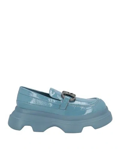 Jeannot Woman Loafers Pastel Blue Size 8 Leather