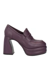 Jeannot Woman Loafers Purple Size 8 Leather In Purple