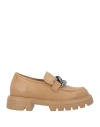 Jeannot Woman Loafers Sand Size 11 Leather In Beige