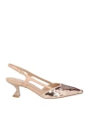 Jeannot Woman Pumps Blush Size 8 Leather, Textile Fibers