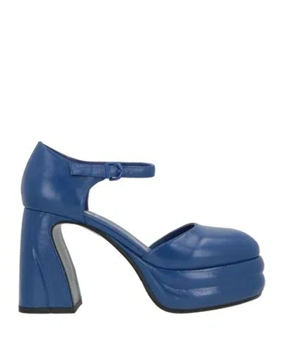 Jeannot Woman Pumps Bright Blue Size 7 Leather