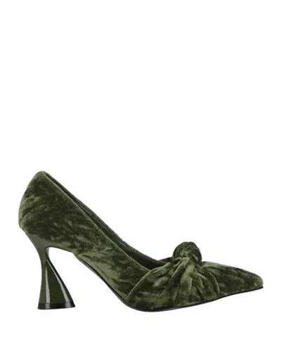 Jeannot Woman Pumps Green Size 7 Textile Fibers