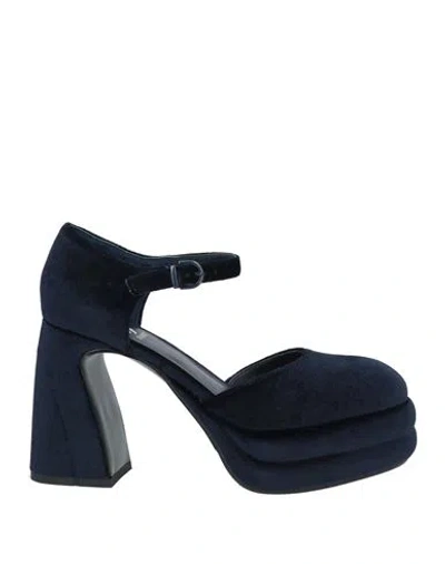 Jeannot Woman Pumps Midnight Blue Size 8 Textile Fibers