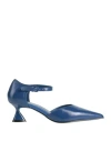 Jeannot Woman Pumps Navy Size 6 Leather In Blue