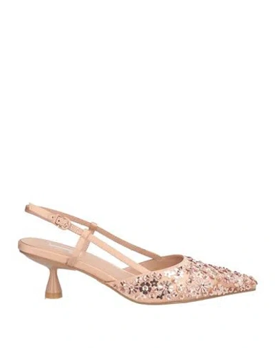 Jeannot Woman Pumps Pink Size 8 Leather, Textile Fibers