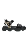 Jeannot Woman Sandals Black Size 11 Textile Fibers In Black