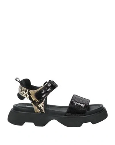 Jeannot Woman Sandals Black Size 11 Textile Fibers