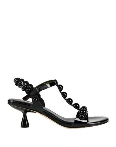 Jeannot Woman Sandals Black Size 6 Leather, Synthetisches Material