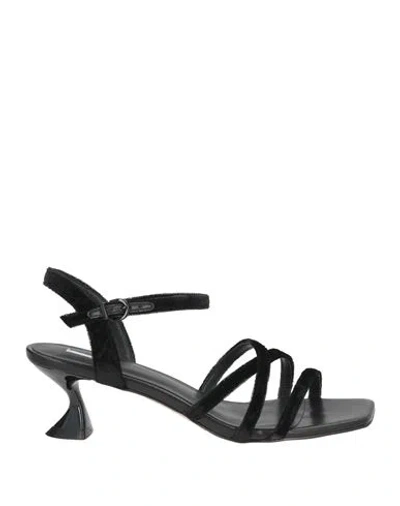 Jeannot Woman Sandals Black Size 7 Textile Fibers