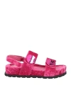 Jeannot Woman Sandals Fuchsia Size 11 Textile Fibers In Pink