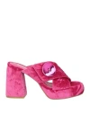 Jeannot Woman Sandals Fuchsia Size 6 Leather In Pink