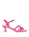 Jeannot Woman Sandals Fuchsia Size 8 Textile Fibers In Pink