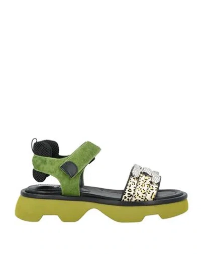 Jeannot Woman Sandals Green Size 7 Leather