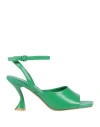 Jeannot Woman Sandals Green Size 8 Leather