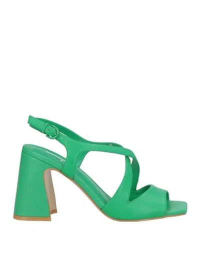 Jeannot Woman Sandals Green Size 8 Leather