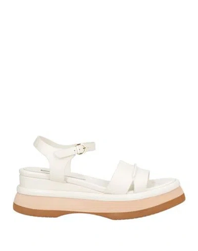 Jeannot Woman Sandals Ivory Size 11 Leather In Multi