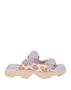Jeannot Woman Sandals Lilac Size 11 Leather, Textile Fibers