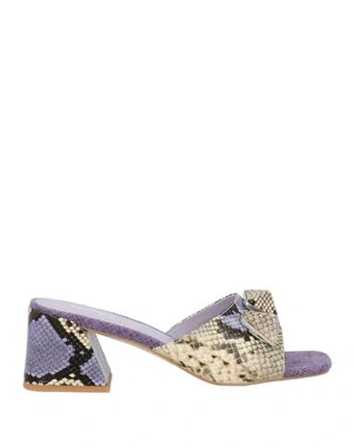 Jeannot Woman Sandals Lilac Size 5 Leather In Purple