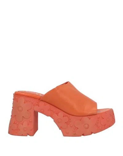 Jeannot Woman Sandals Orange Size 7 Leather