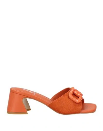 Jeannot Woman Sandals Orange Size 7 Leather