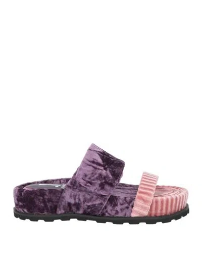 Jeannot Woman Sandals Plum Size 7 Textile Fibers In Multi