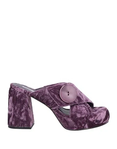 Jeannot Woman Sandals Purple Size 8 Textile Fibers