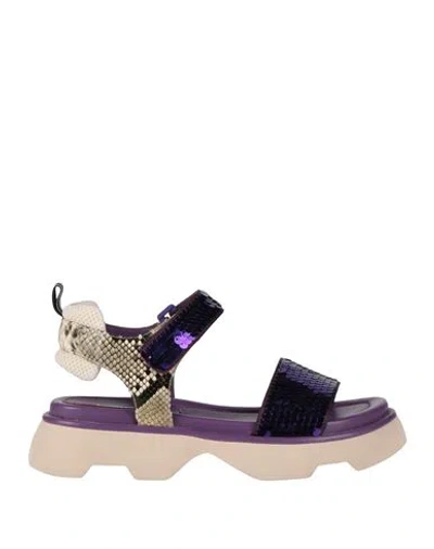 Jeannot Woman Sandals Purple Size 8 Textile Fibers