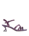Jeannot Woman Sandals Purple Size 7 Textile Fibers In Purple