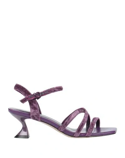 Jeannot Woman Sandals Purple Size 7 Textile Fibers