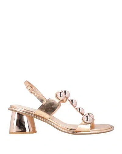 Jeannot Woman Sandals Rose Gold Size 10 Synthetic Material