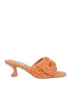 Jeannot Woman Sandals Rust Size 8 Cotton In Red