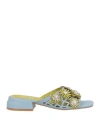 Jeannot Woman Sandals Sky Blue Size 8 Leather In Blue