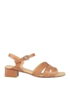 JEANNOT JEANNOT WOMAN SANDALS TAN SIZE 6 LEATHER
