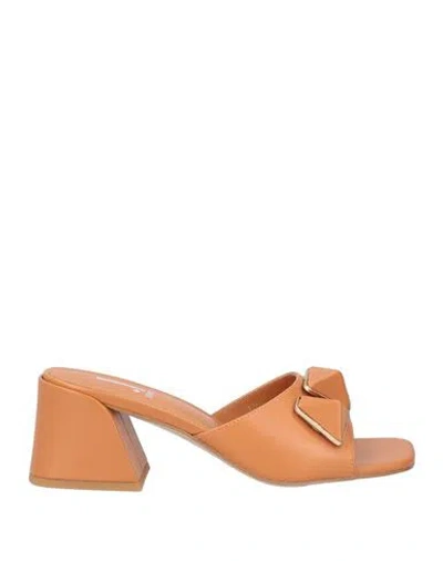 Jeannot Woman Sandals Tan Size 8 Leather In Brown