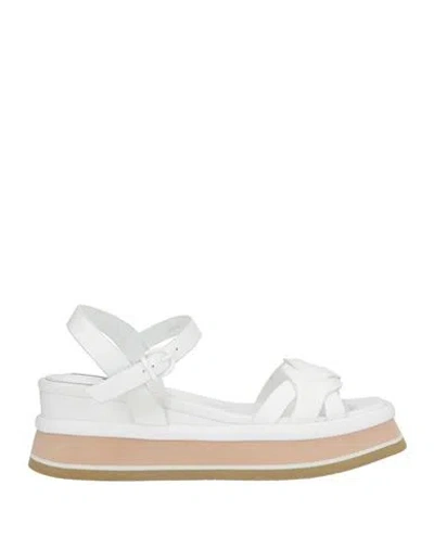 Jeannot Woman Sandals White Size 11 Leather In Multi