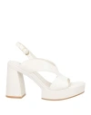 Jeannot Woman Sandals White Size 8 Leather