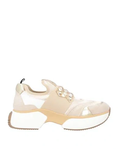 Jeannot Woman Sneakers Beige Size 9 Leather, Textile Fibers In Neutral