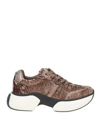Jeannot Woman Sneakers Light Brown Size 6 Textile Fibers, Leather In Nude