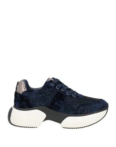 Jeannot Woman Sneakers Navy Size 6 Textile Fibers, Leather In Blue