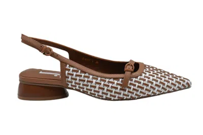 Jeannot Woven Leather Slingback Shoes With Pointed Toe In Brown