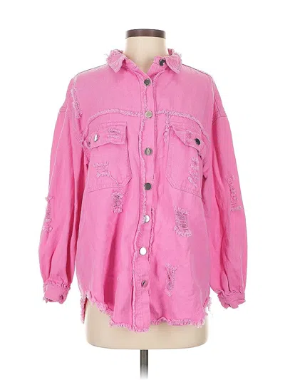 Pre-owned Jeans Denim Jacket In Pink