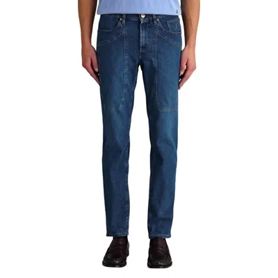 Jeckerson Blue Recycled Cotton Skinny Jeans In Yellow