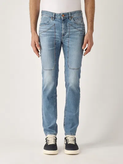 Jeckerson James 5 Tasche Con Toppa Skinny Fit Con Rotture Tri Blend Comfort oz 8 3/4 Jeans In Blue